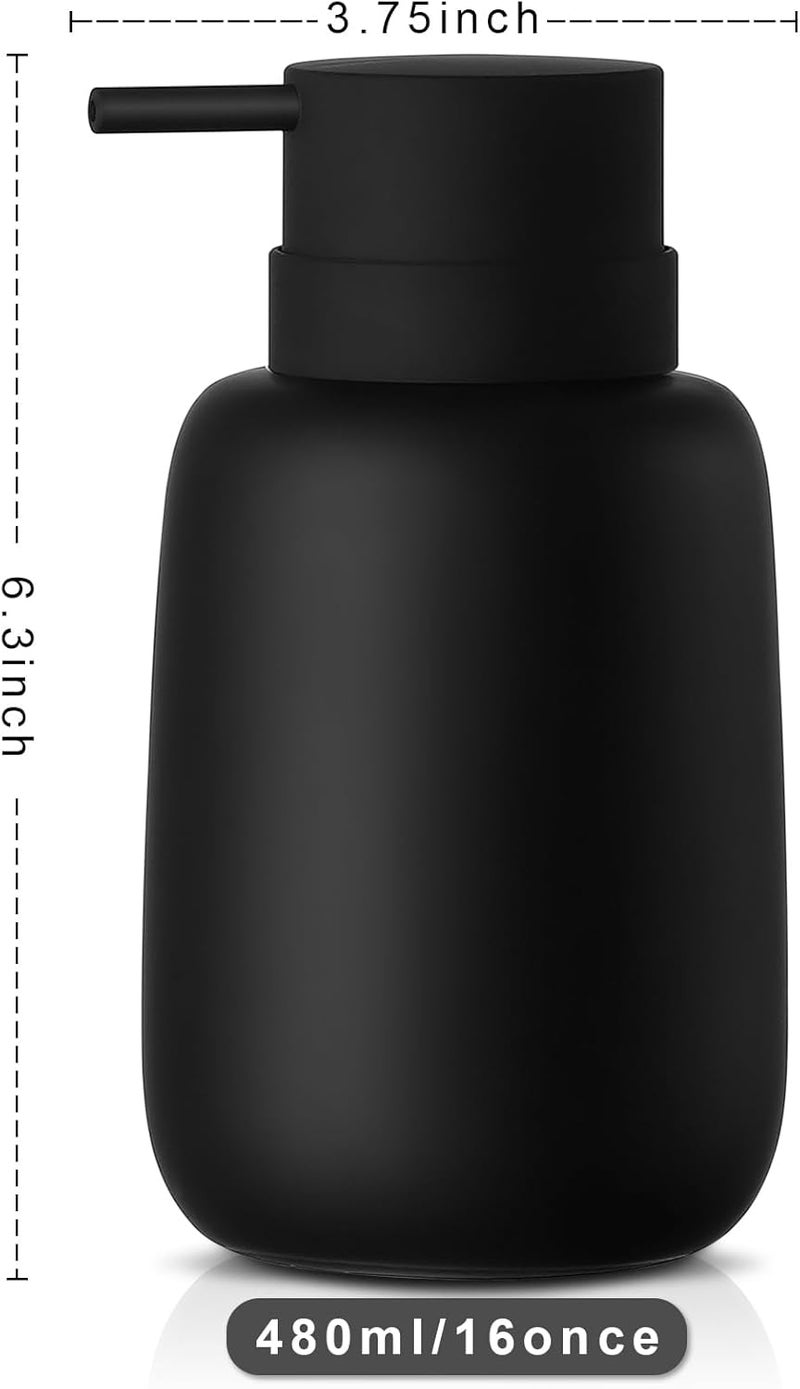 YDSluock Matte Black Soap Dispenser Bathroom,Ceramic Soap Dispenser Lotion Pump Dish Soap Dispenser for Kitchen,16oz Refillable Liquid Hand Wash Dispenser for Bathroom (Rubber Paint) - Image 3
